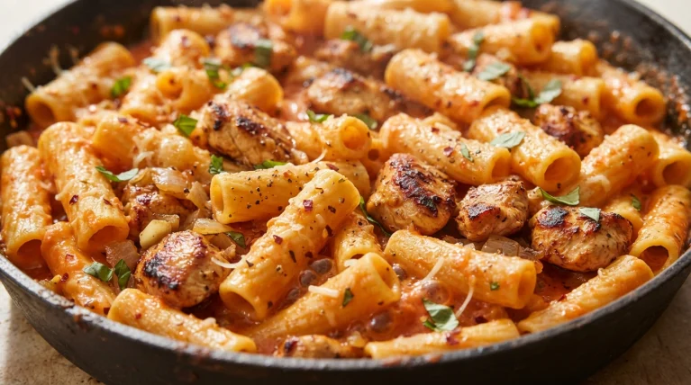 spicy rigatoni pasta with chicken