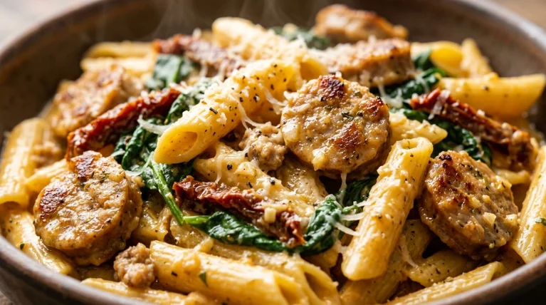 Creamy Tuscan Sausage Pasta Recipe